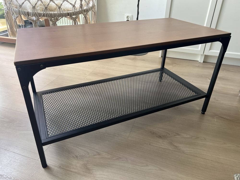Ikea Fjallbo stolik kawowy ława czarny metal drewno