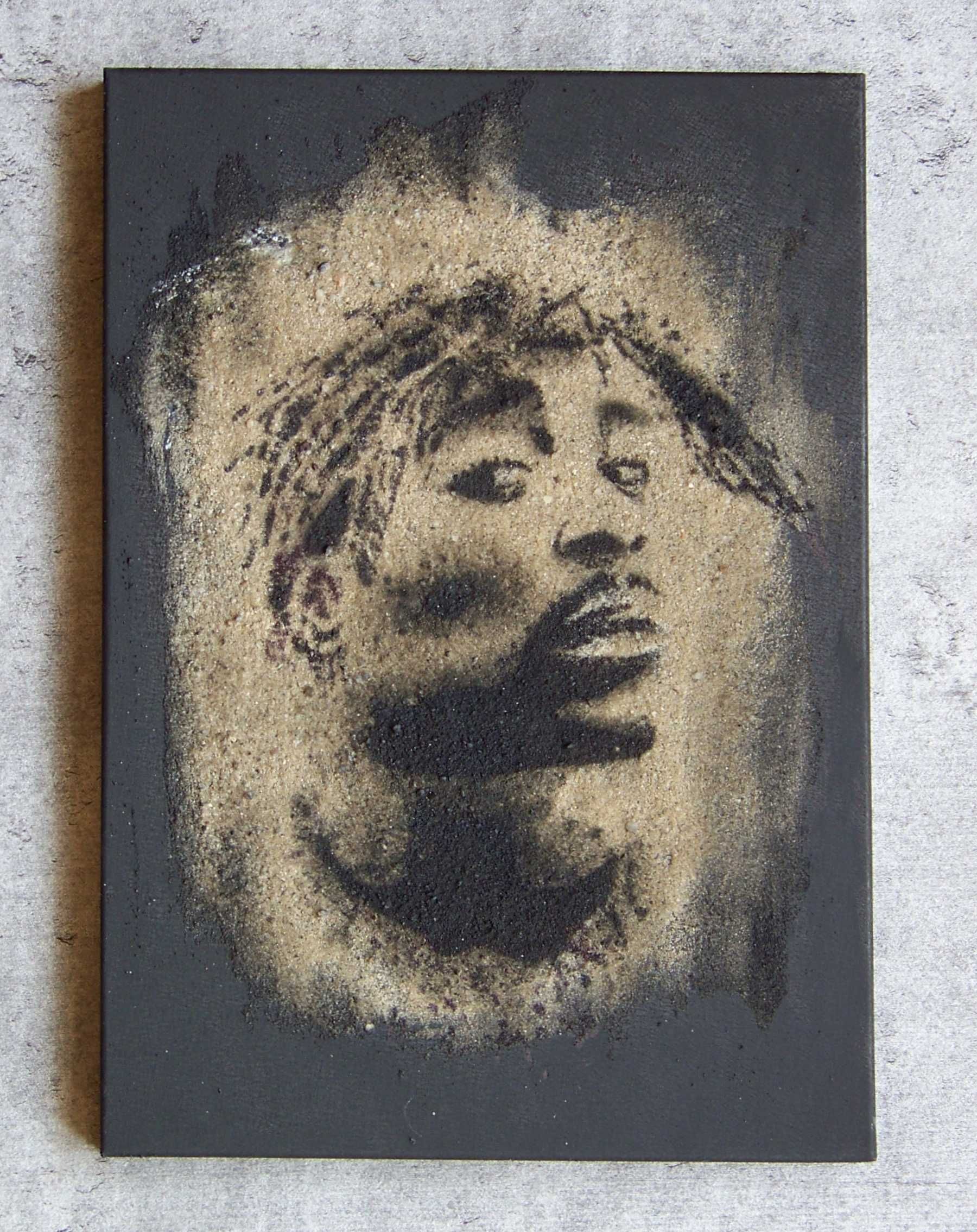 Tupac Unikatowy obraz akrylowy ręcznie malowany na piasku... 2pac