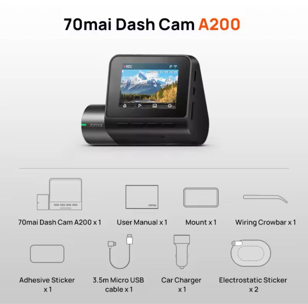 Автомобільний відеореєстратор 70mai Dash Cam A200