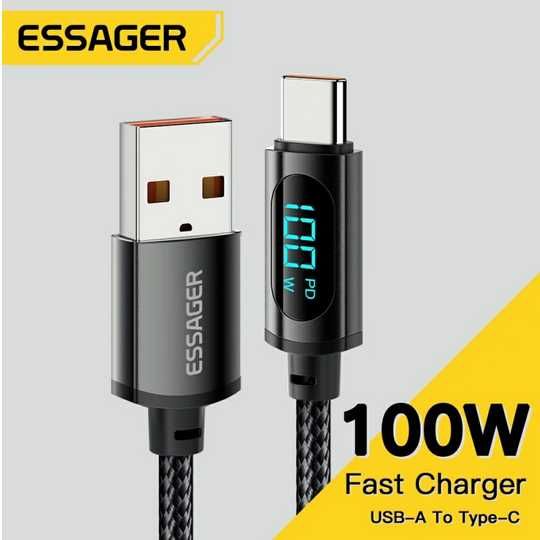 Essager lub Toocki 2M kabel z watomierzem USB A - C / USB C - C 100W