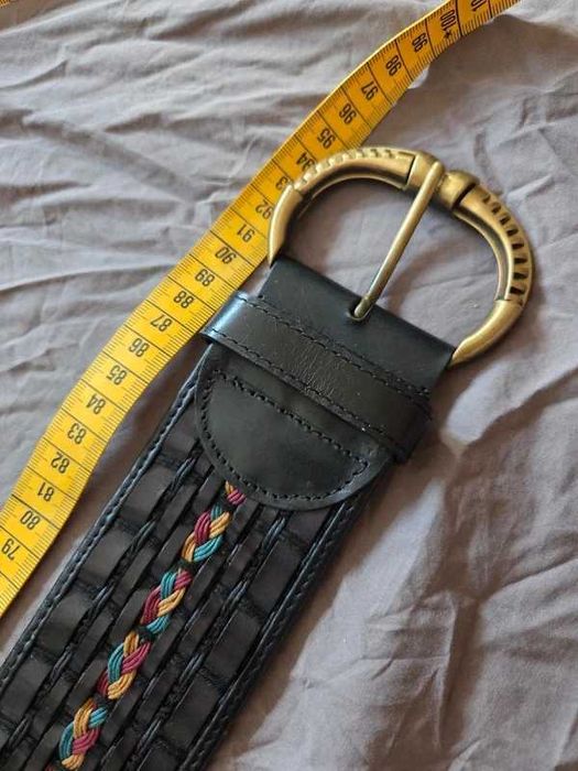 Skórzany pasek warkocz piękne kolory do rudych włosów