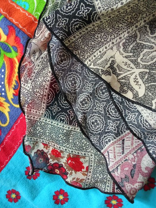 Asymetryczna spódnica z falbanami, boho hippie etno retro, M / L/ XL