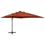 vidaXL Parasol wiszący z lampkami LED i słupkiem, terakota, 300 cm