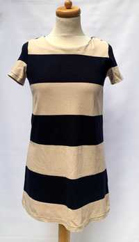 Sukienka Marynarska Paski H&M L 40 Czarna Różowa