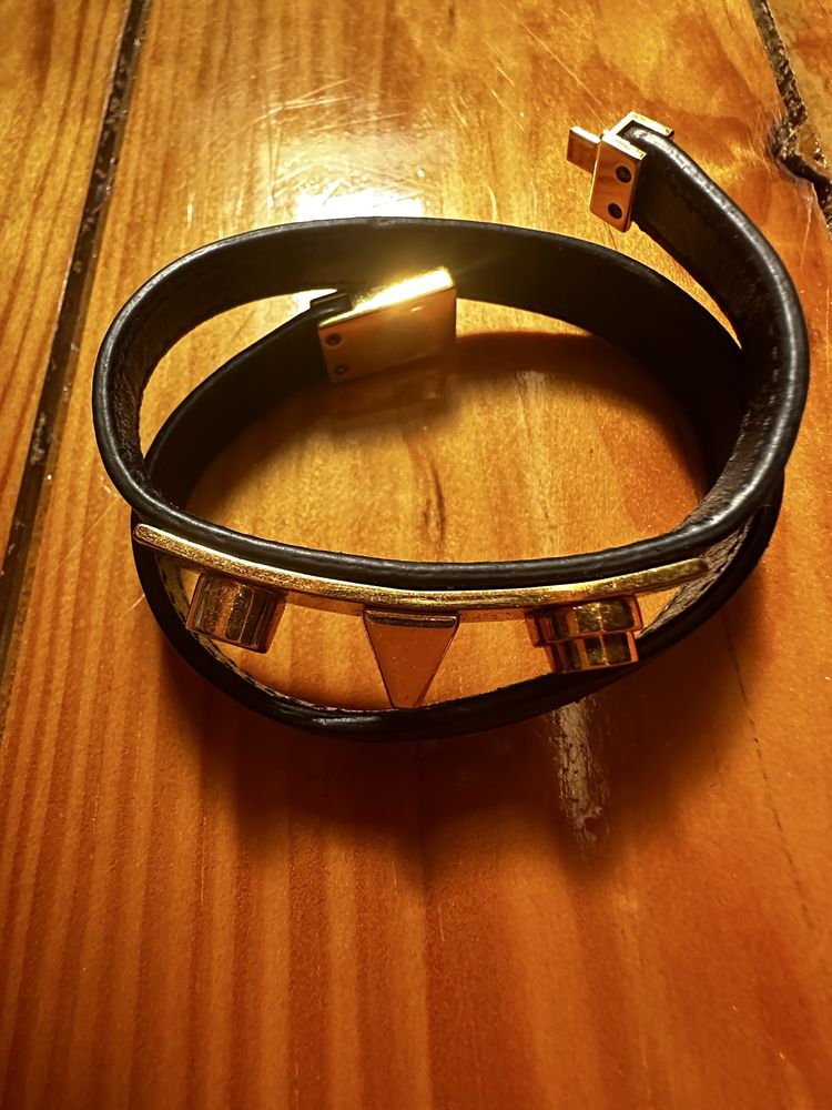 Pulseira Ives Saint Laurent YSL azul c/fecho e picos dourados