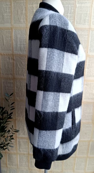 L biust 51x2 puchata kurtka stylowa czarno-biała kurtka bomber Shacket