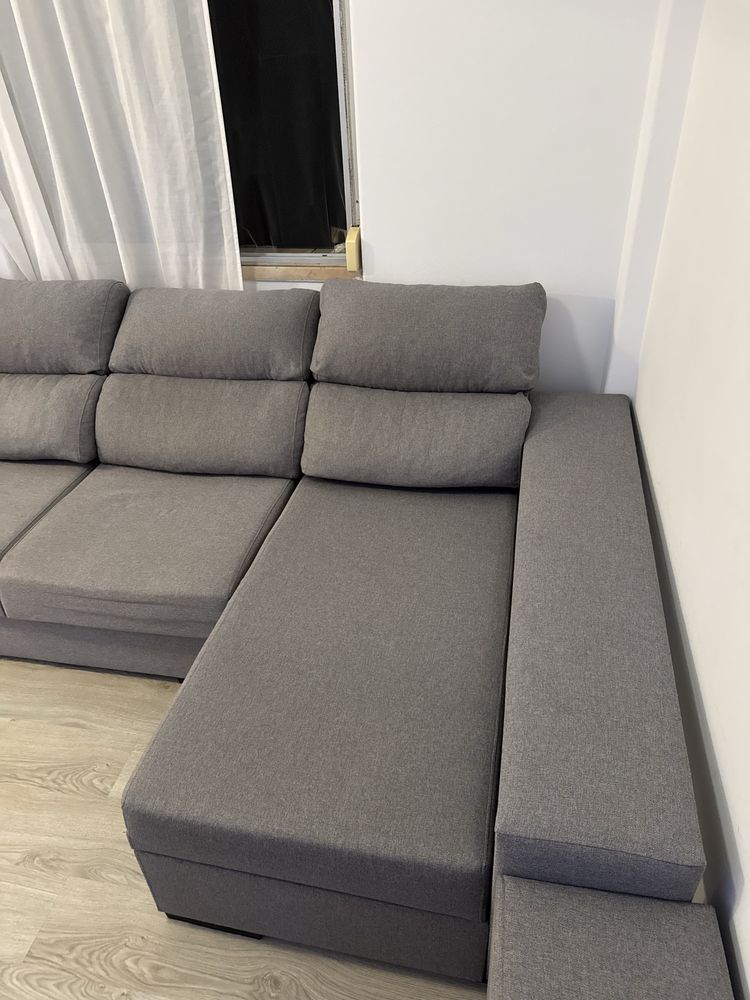 Sofá chaise longue cinza