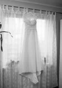 Biała Suknia ślubna Agnes 11988, rozmiar 34-36, TREN, WELON, dodatki