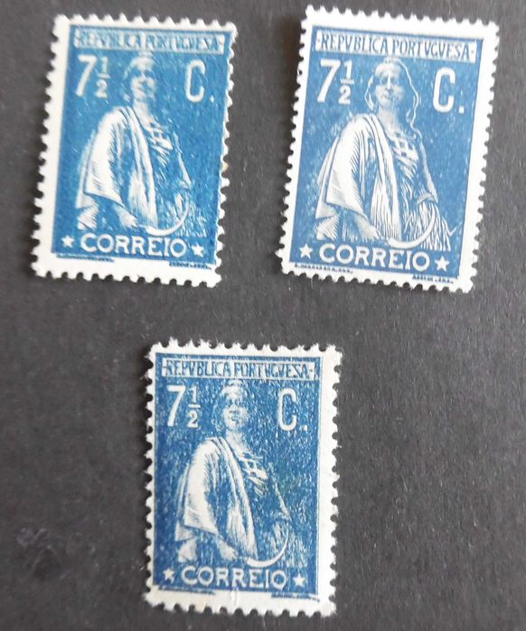 Selos Portugal 1917/1920-Ceres valor 7 1/2 c. Af. nº 229 NOVOS 3 selos