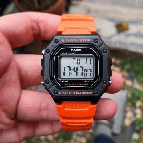 Casio W-218H-4B2V Bracelete Laranja - Novo e Original.