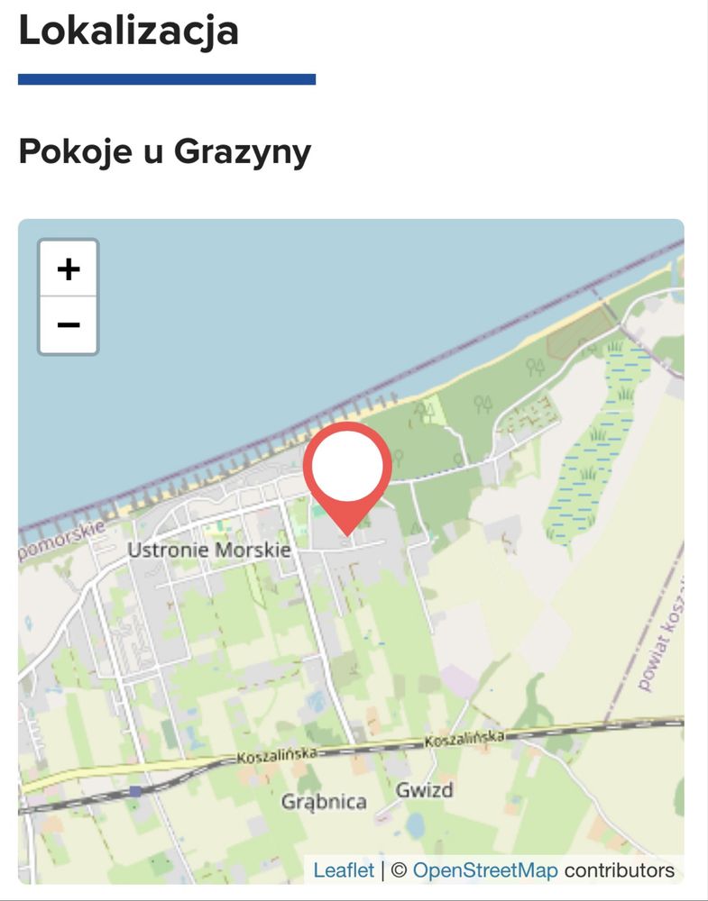 Wynajem Pokoje u Grażyny z łazienkami kwatery wakacje Ustronie Morskie