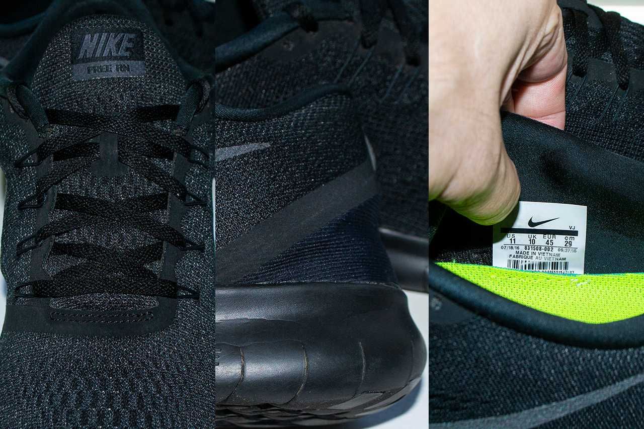 ‼️Кросівки бігові Nike Free Run 831508-002 Triple Black 44 р оригінал