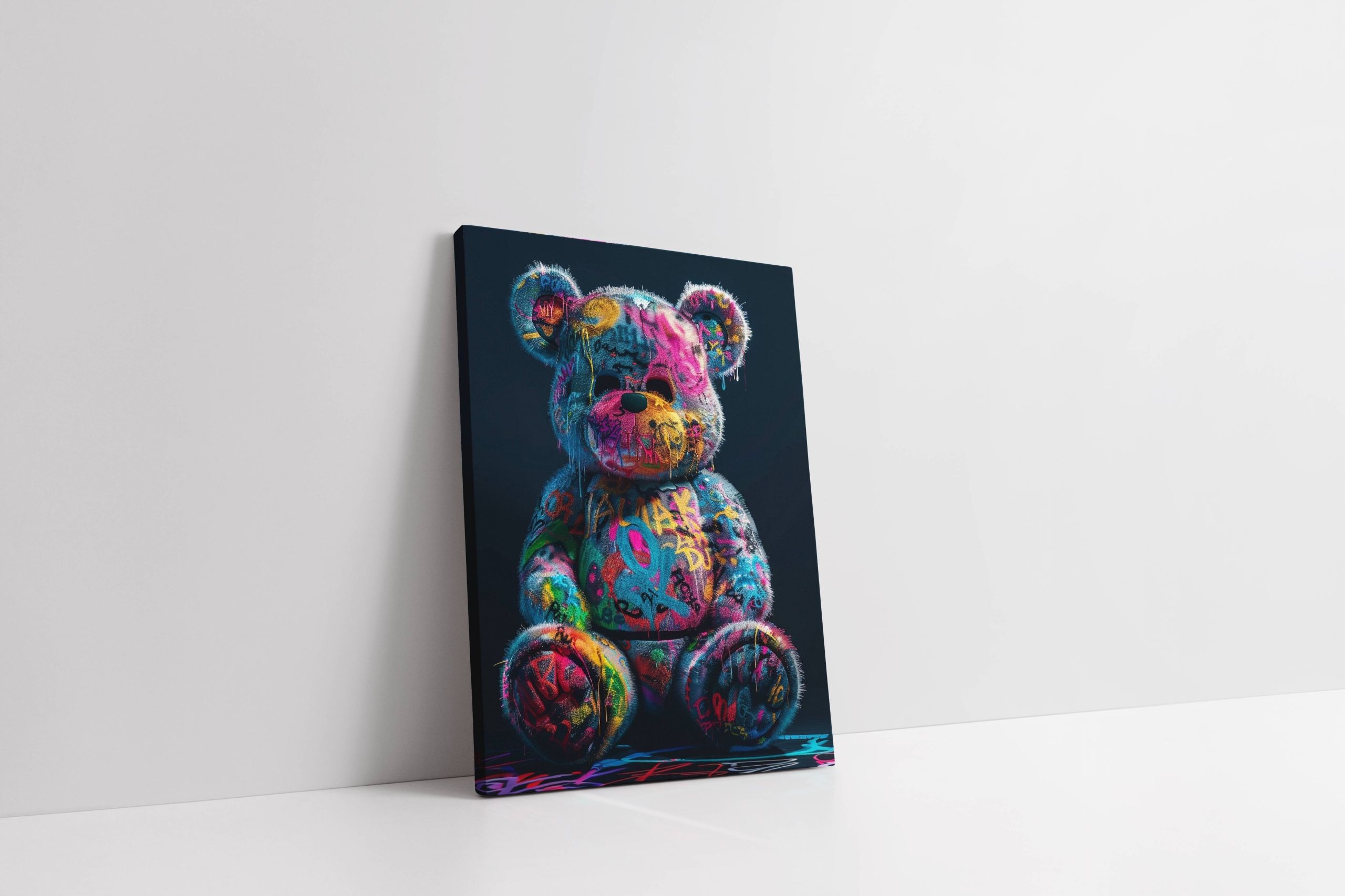 Obraz na Płótnie "Grafitti Miś" 75x100 cm – Sztuka Uliczna w Wnętrzu