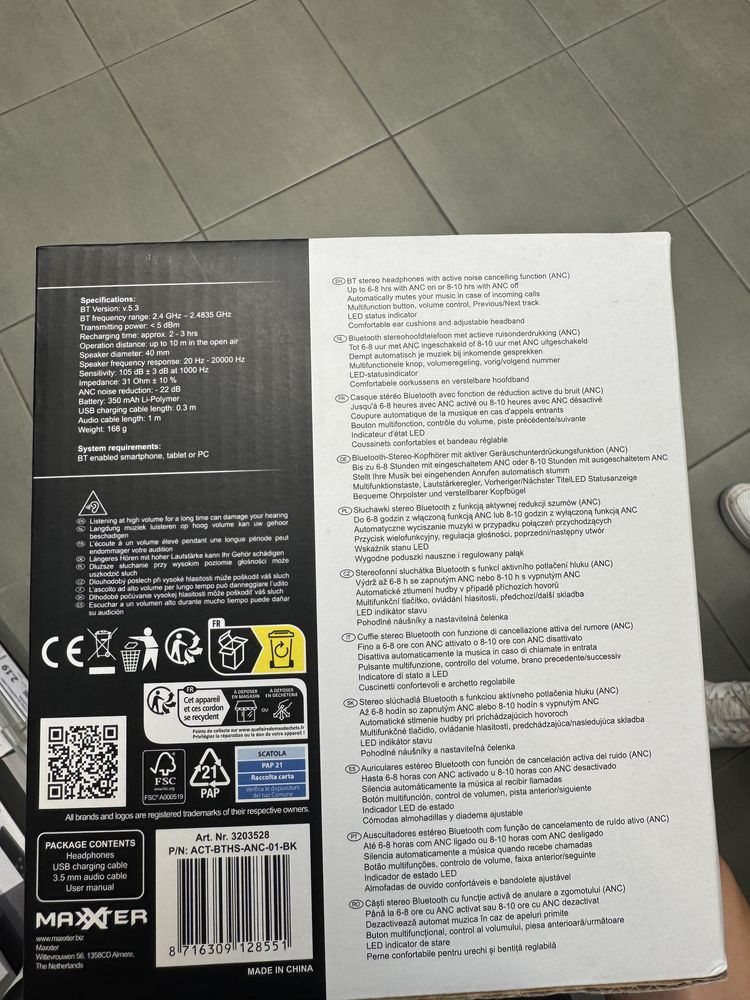 Nowe słuchawki Maxter Bluetooth z ANC i mikrofonem