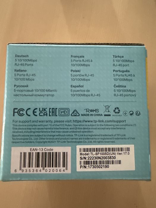 Switch desktop 5xRJ45 FE TL-SF1005D TP-LINK