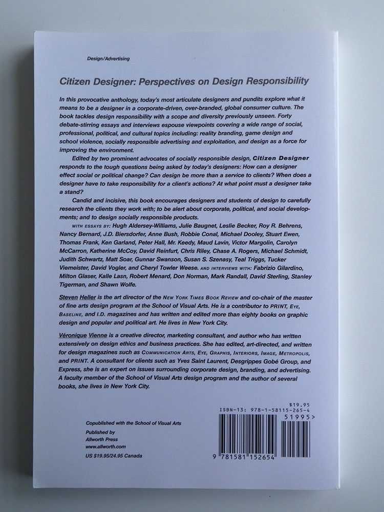 Citizen Designer : Perspectives On Design Responsibility