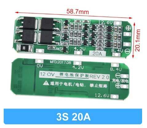 Контроллер батареи 18650 BMS 3S 20A Li-ion Battery Charger Protection