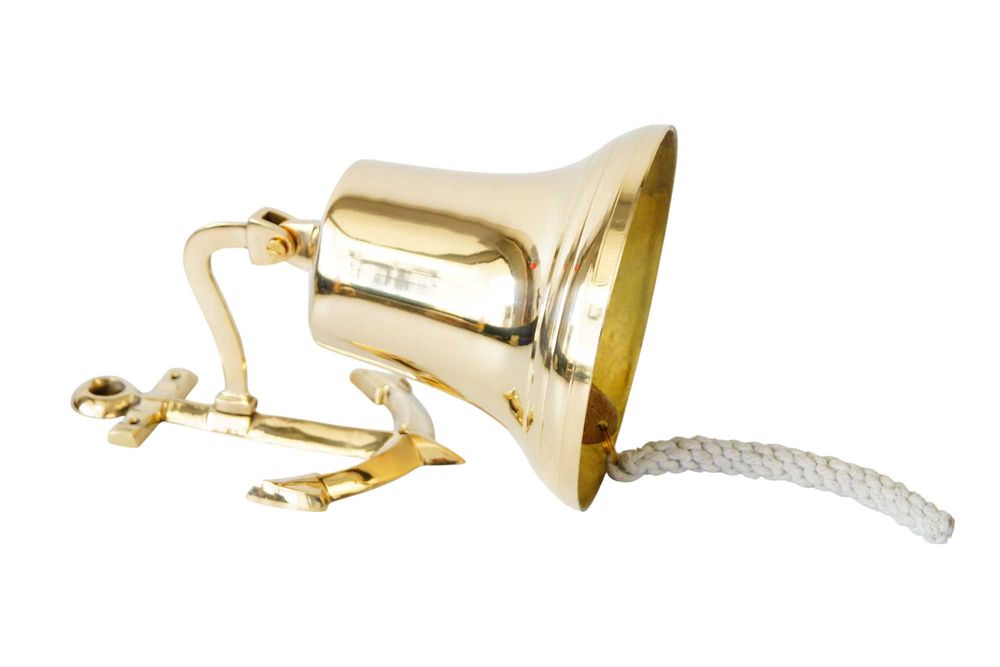 Duży mosiężny dzwon kotwica marynistyka prezent mosiądz