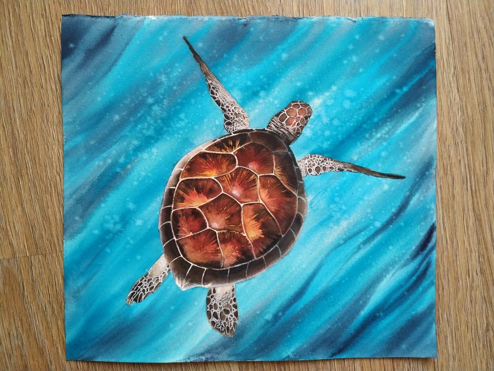 Акварельная иллюстрация Морская черепаха