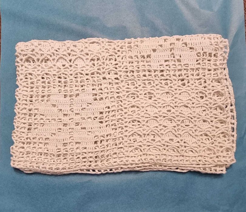 Toalha/Echarpe Renda Artesanal Cru