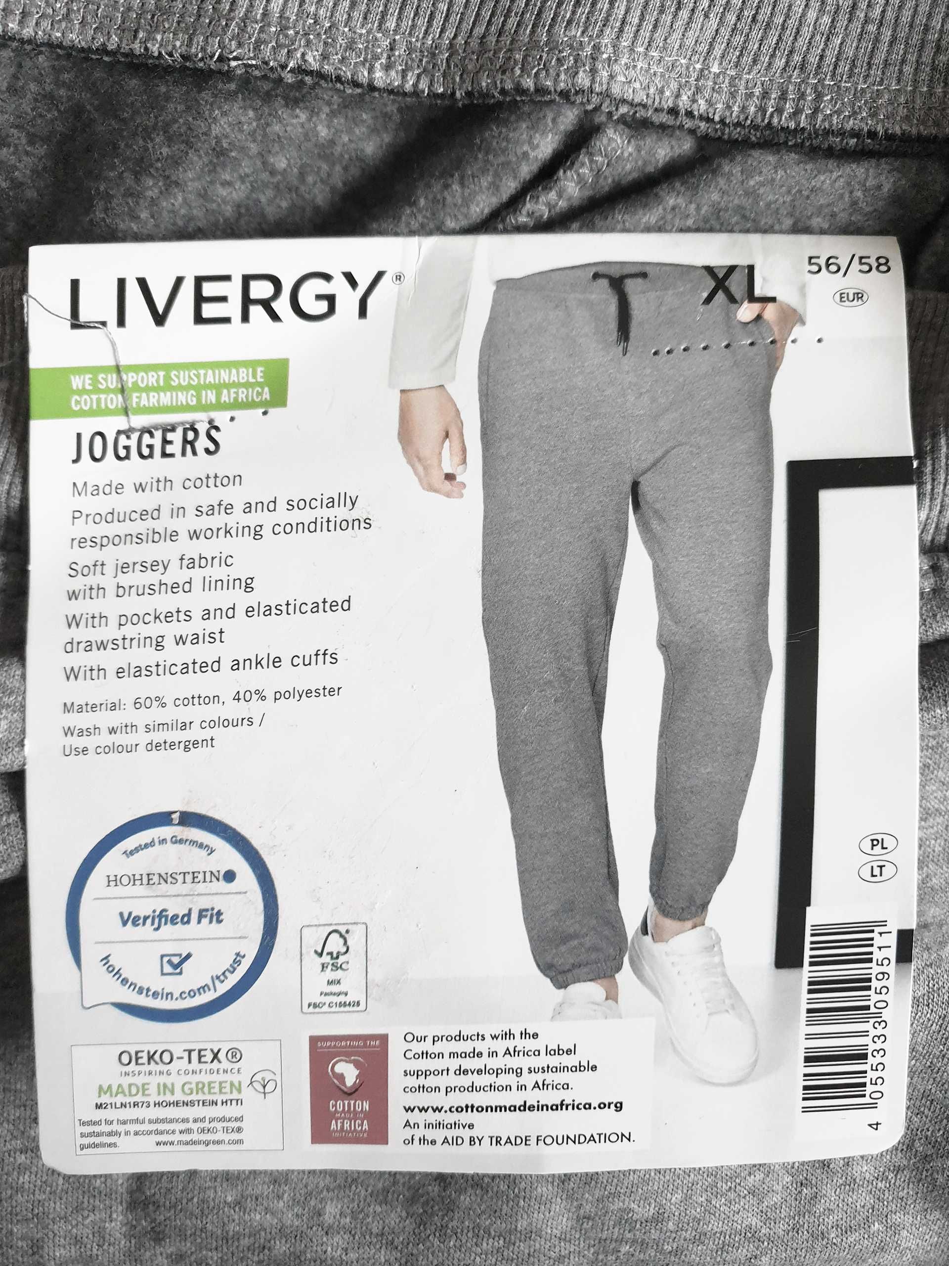 LIVERGY Męskie spodnie dresowe / joggery  z bawełną