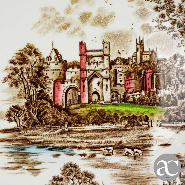 Travessa em faiança inglesa, Ancient Towers Johnson Bros, Anos 50 n2