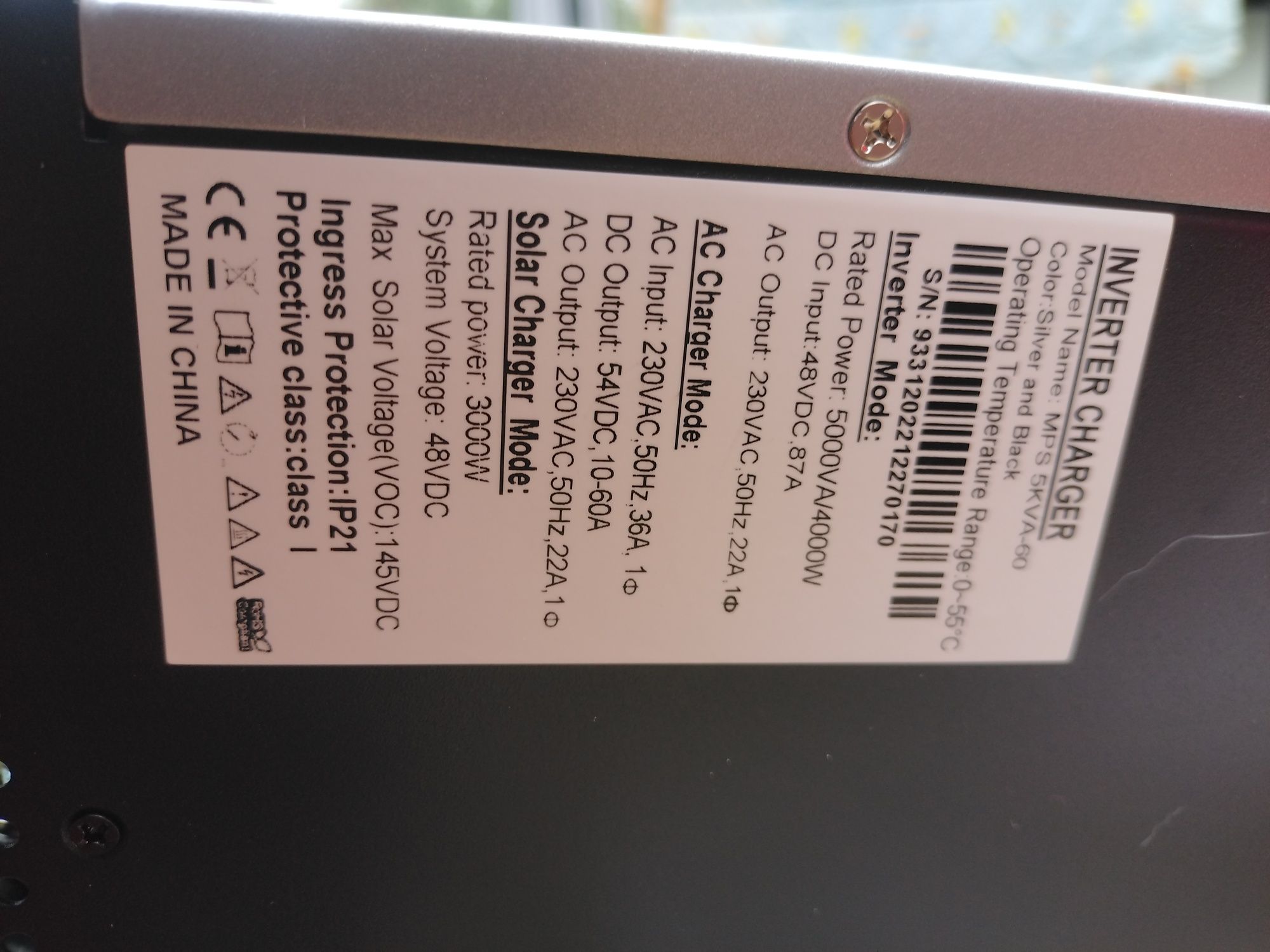 Inversor 5 kVa sistema solar híbrido Vevor