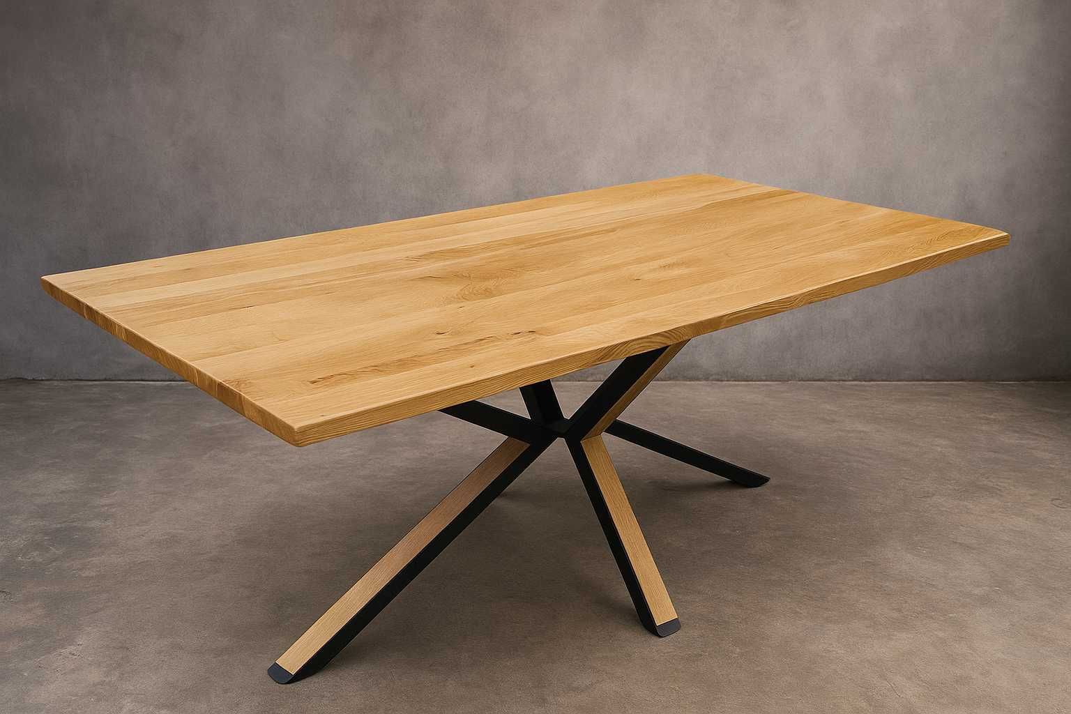 Stół Pająk Dębowy LOFT, 100% Lite Drewno DĄB, Rozkładany.