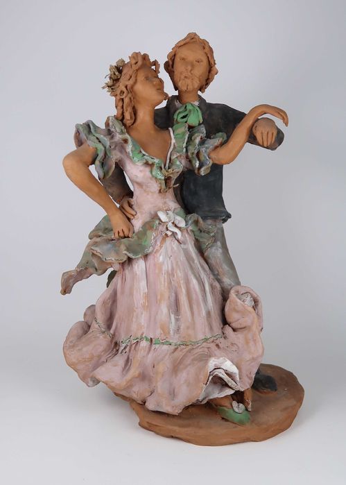 Antonieta Roque Gameiro - Grupo Escultórico em Barro 34 cm