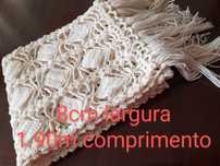 Caminho de mesa 1.90m por 8cm, branco crochê