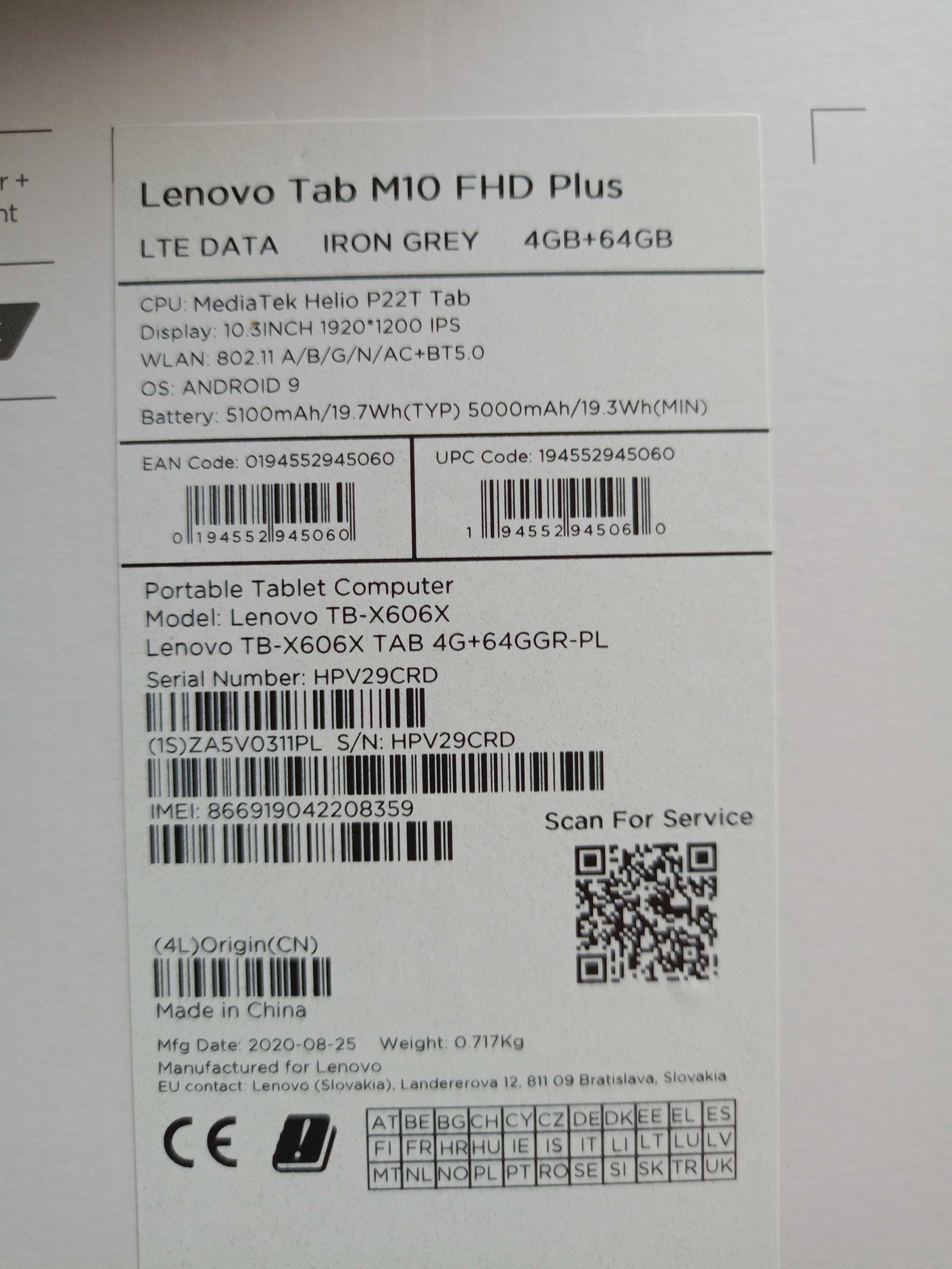 Tablet  Lenovo M10 FHD plus