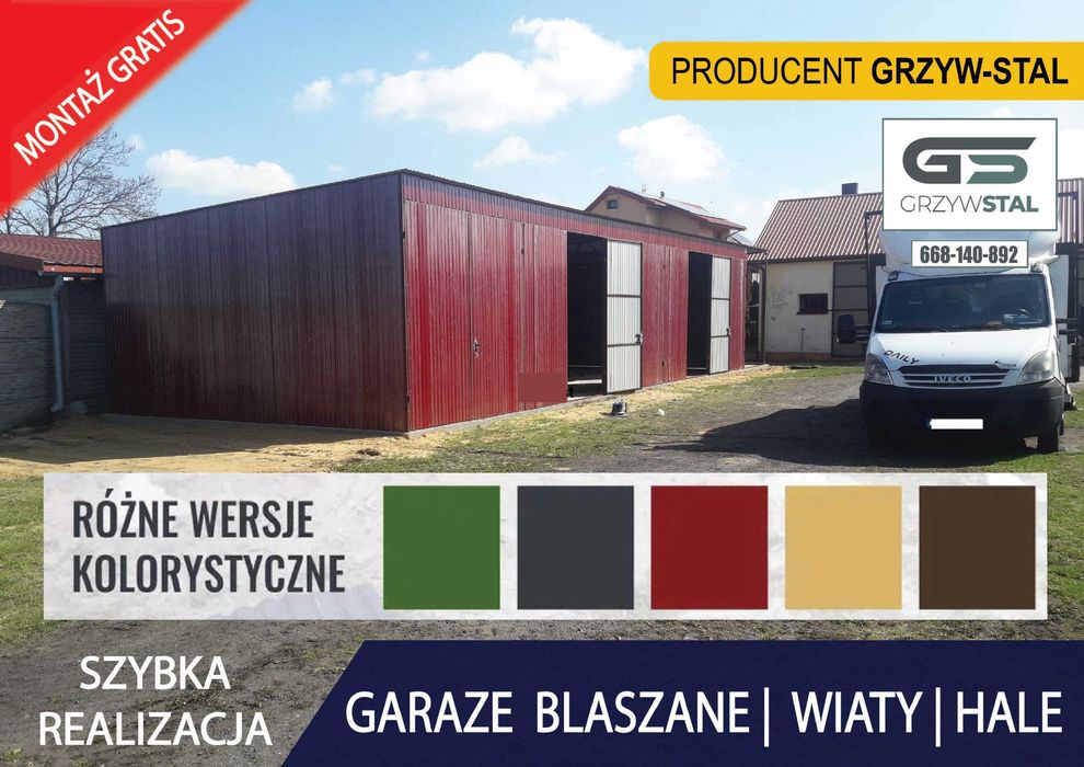 Garaż blaszany 10x6 - Hala -Garaże Blaszane -Wiata -Magazyn -GRZYWSTAL