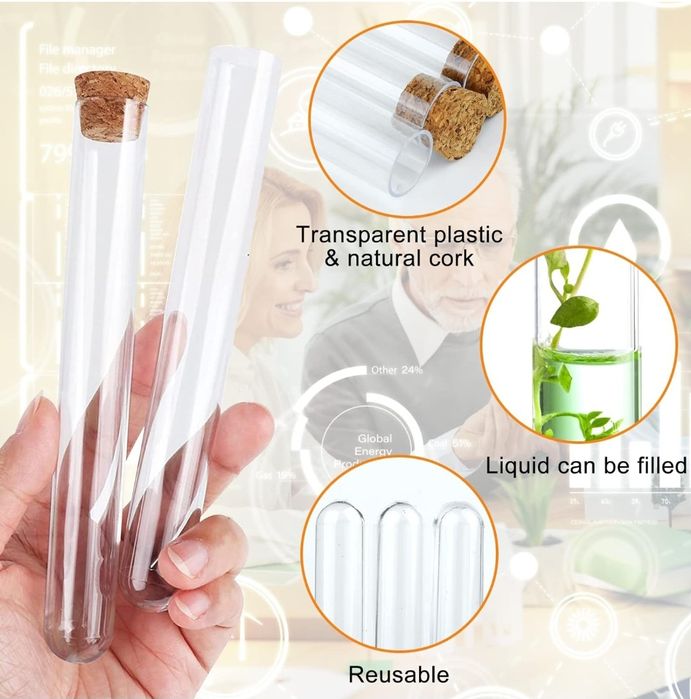 Szklane buteleczki Probówki z korkiem, 30 sztuk 20 ml