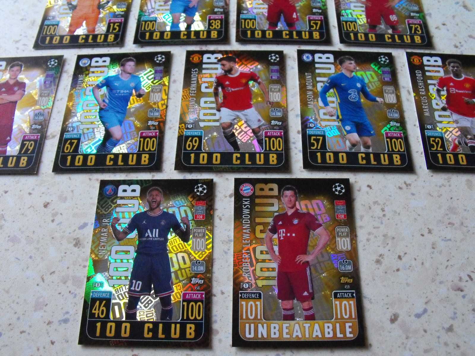 Karty 100 CLUB, topps MATCH ATTAX 2022, komplet 100 CLUB