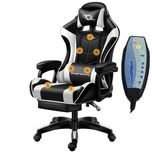 Cadeira Gaming PowerGaming Massagem 7 pontos Branco / Preto Apoio para