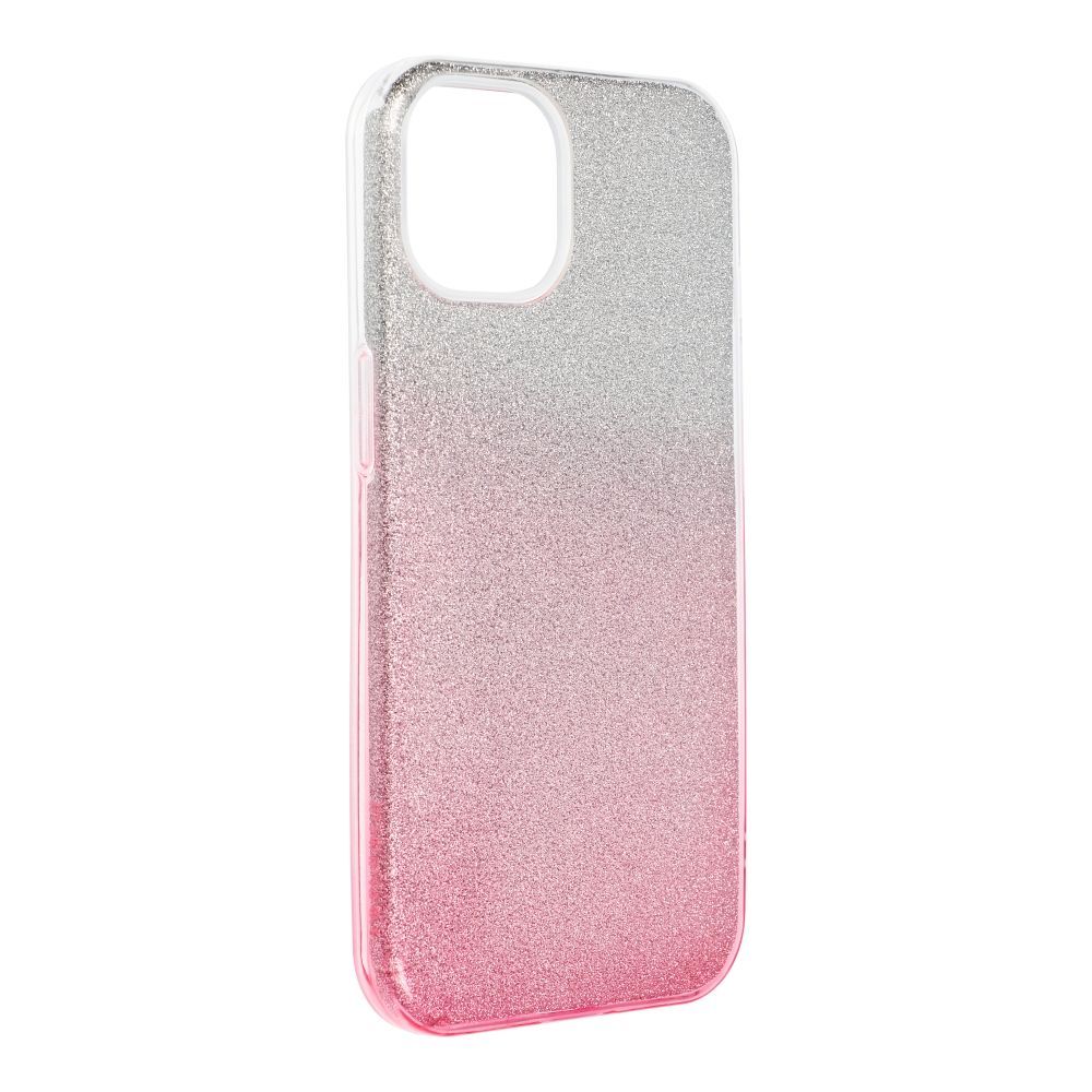 Etui Case Plecki Shining Brokat Iphone 14 Transparent/Róż + Szkło 9H