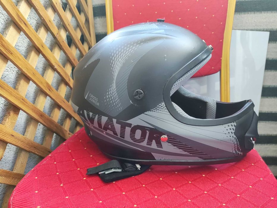 Kask szczękowy Motocyklowy na Motor Motocykl Aviator czarny ATV Cross