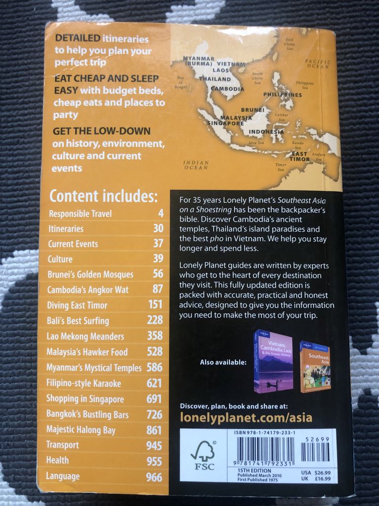 Southeast asia on na shoestring Lonely Planet Azja przewodnik