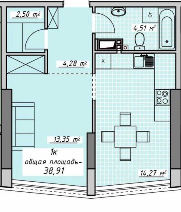 1 комнатная квартира 39 м2 с Ремонтом в Аркадии ЖК Атмосфера