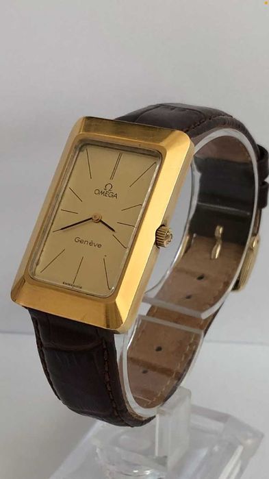 Omega Geneve Tank, nakręcany pozłacany  zegarek męski lub unisex - LUX