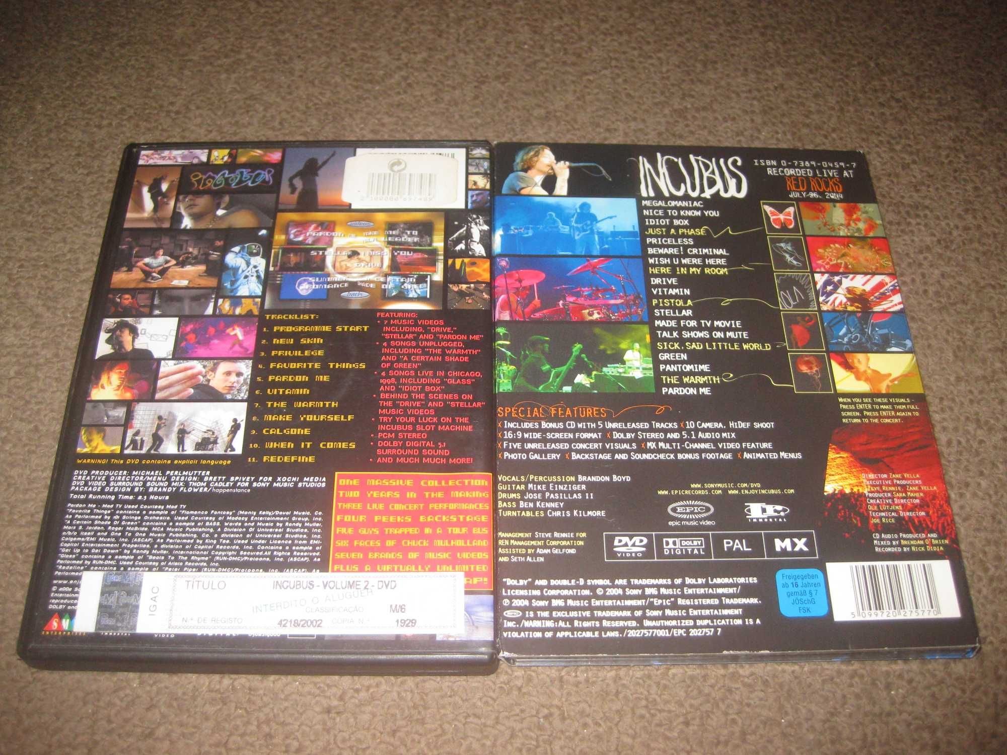 2 DVDs musicais dos "Incubus"