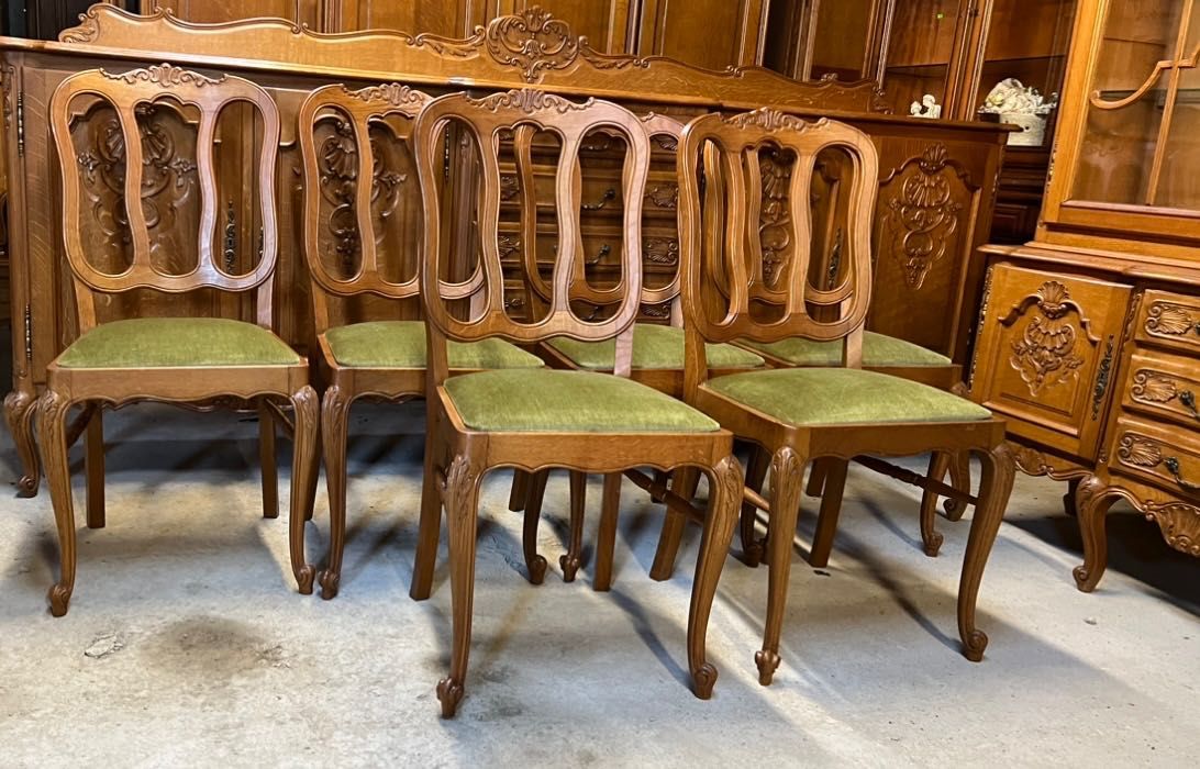 Komplet mebli w stylu Ludwika-stół komoda witryna krzesła