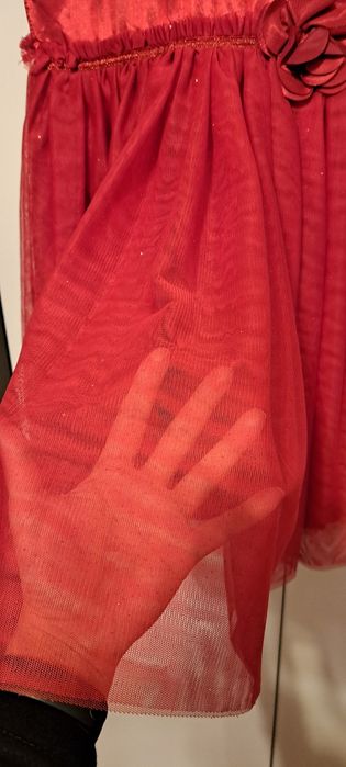 Czerwona sukienka H&M + sweterek r. 140