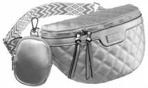 Srebrna miejska saszetka nerka damska pikowana crossbody torebka nowa