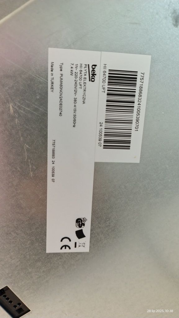 Beko 64700 UFT uszkodzone szkło , gw