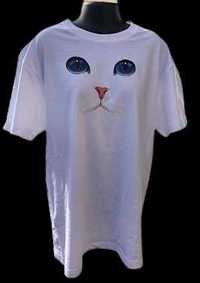 Koszulka z Nadrukiem Kot oczy kota dla miłośników kotów  roz. M