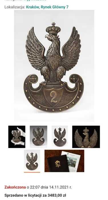 CENA ZA DWA orły legionowe 3. i 4. pułku piechoty DUŻE 17,5 x 11,5 cm