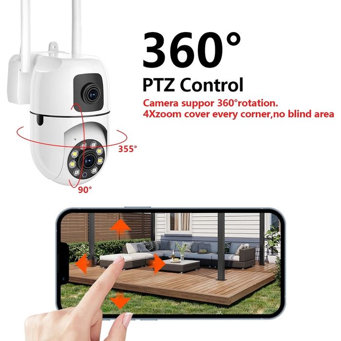 Камера 8мп Wifi PTZ 2 об'єктива 2 картинки відеонагляд