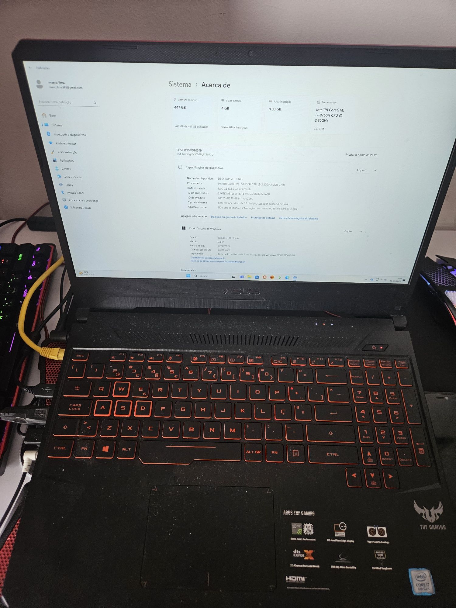 Vendo/ troco ASUS TUF Gaming FX505GD | i7 8ª Geração | 8GB RAM | GTX 1