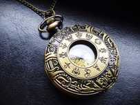 Kieszonkowy męski zegarek z łańcuszkiem zodiak vintage retro steampunk